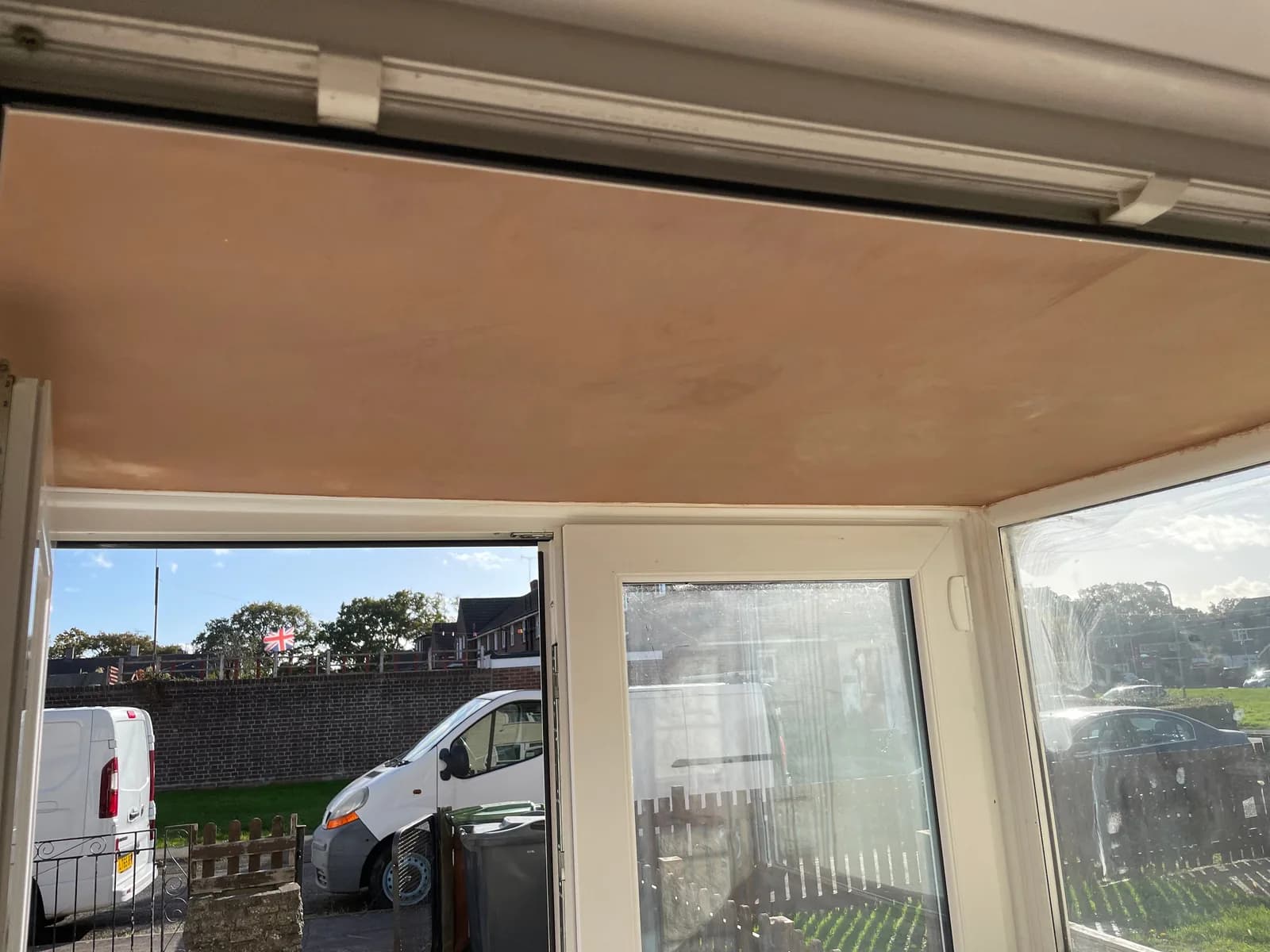 Newly plastered conservatory ceiling finish
